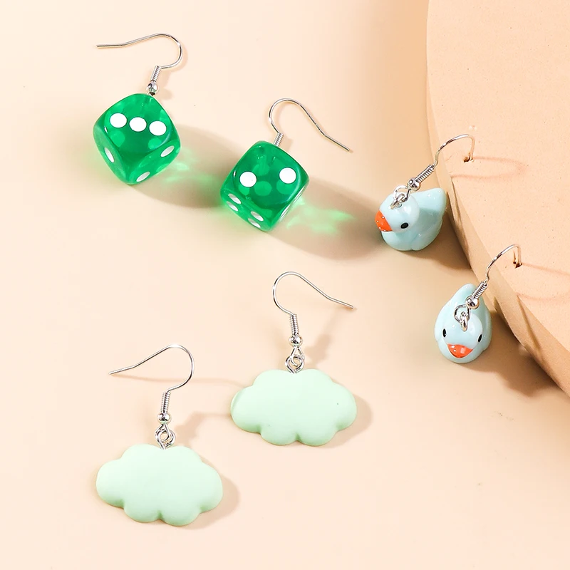 Aihua Cartoon Wolke Ente Ohrringe Set 3D Tier Niedlichen Schmetterling Bär Baumeln Ohrringe für Frauen Mädchen Kinder Trendy Schmuck Geschenke – Detail 12