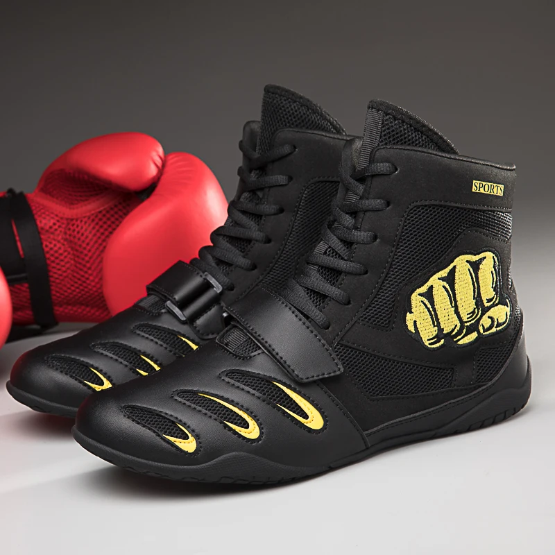 

2026 Good Quality Boxing Sport Shoe Youth Lace Up Wrestling Shoes Men Indoor Men Fighting Shoes Non-Slip Men Boxing Sneakers