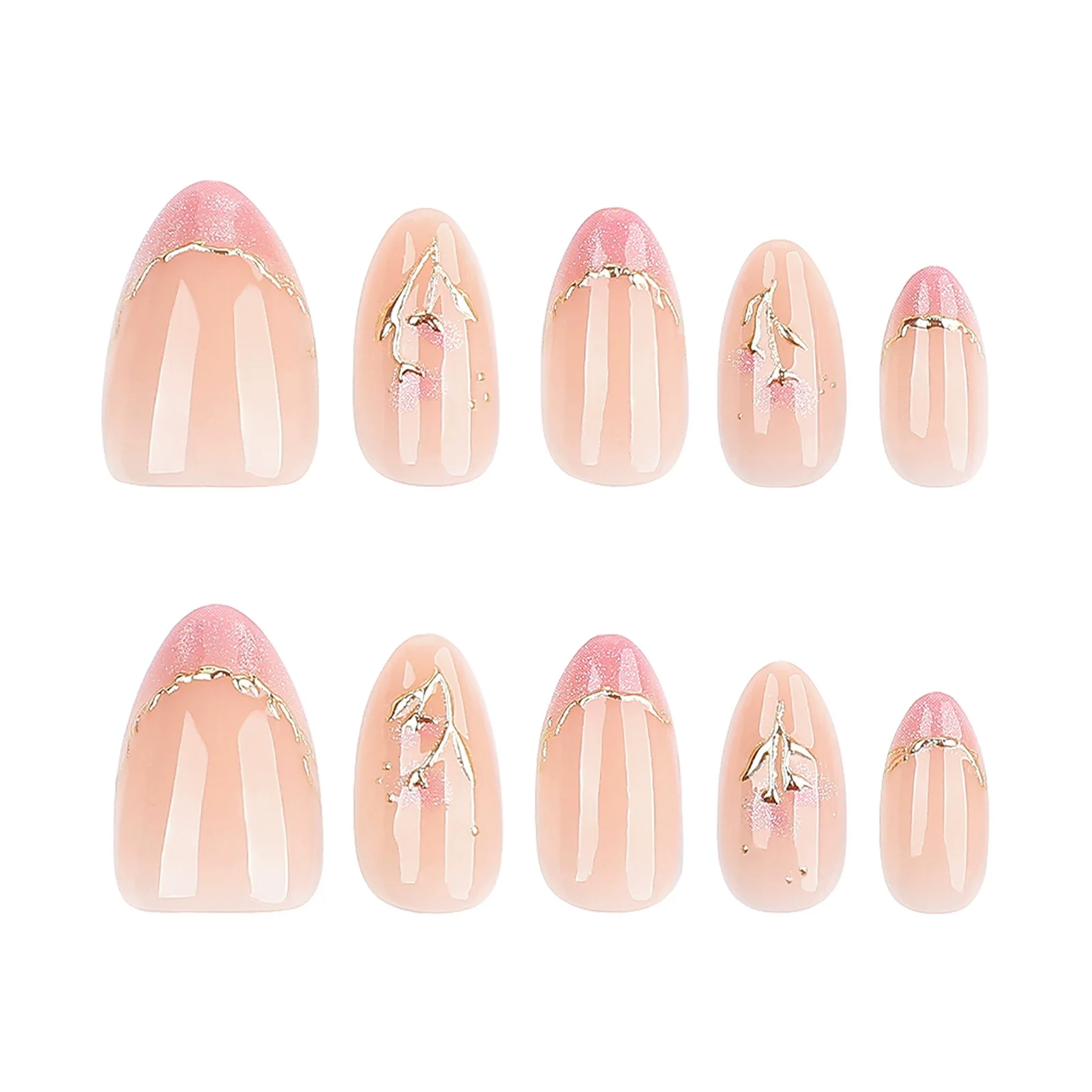 Press on Nails Resin Cat-Eye Magnetic Gold Tulip 3D Flower False Nail Tips for Wedding Party Daily Photo Styling Durable