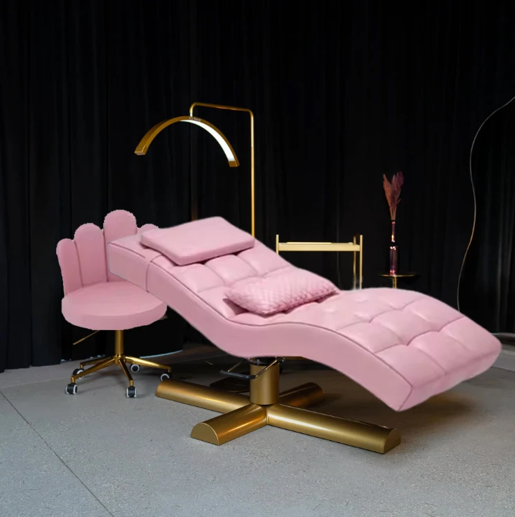 

Luxury High Quality Salon Bed Adjustable Eyelash Extension Furniture Massage SPA Beauty Salon Bed With Soft Cushion And Chair