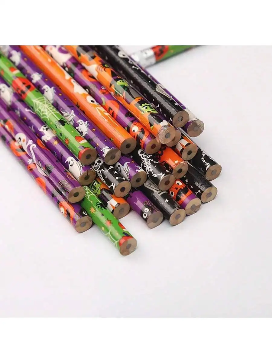 10pcs color printed pencils, stationery, student HB with eraser, wooden writing, paint rod, randomly shipped