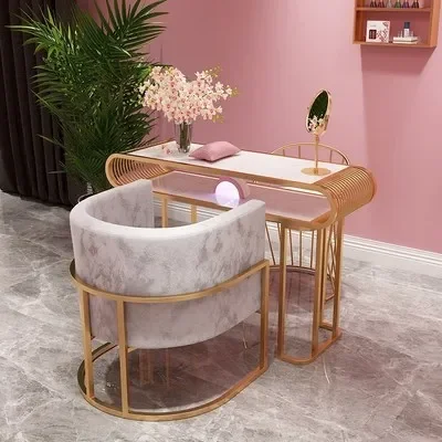 Nordic Marble Manicure Table And Chair Set Double Deck Shopping Mall Table Net Red Single And Double Manicure Table