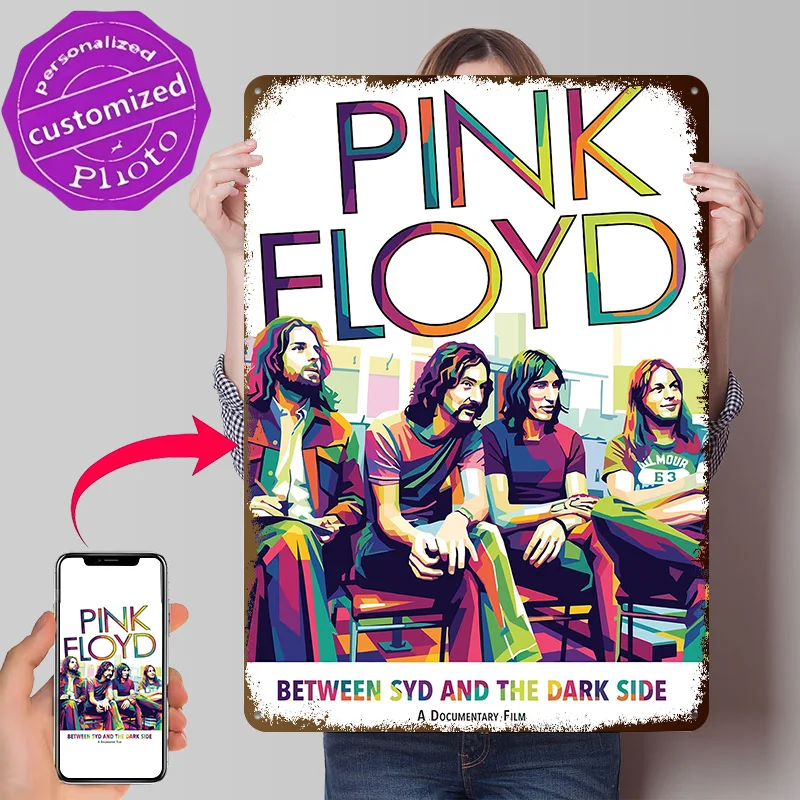 Pink Floyd 'Between Syd and the Dark Side' 3D Texture Metal Poster Customized Wall Art Tin Sign Gift for Mancave Funny Signs