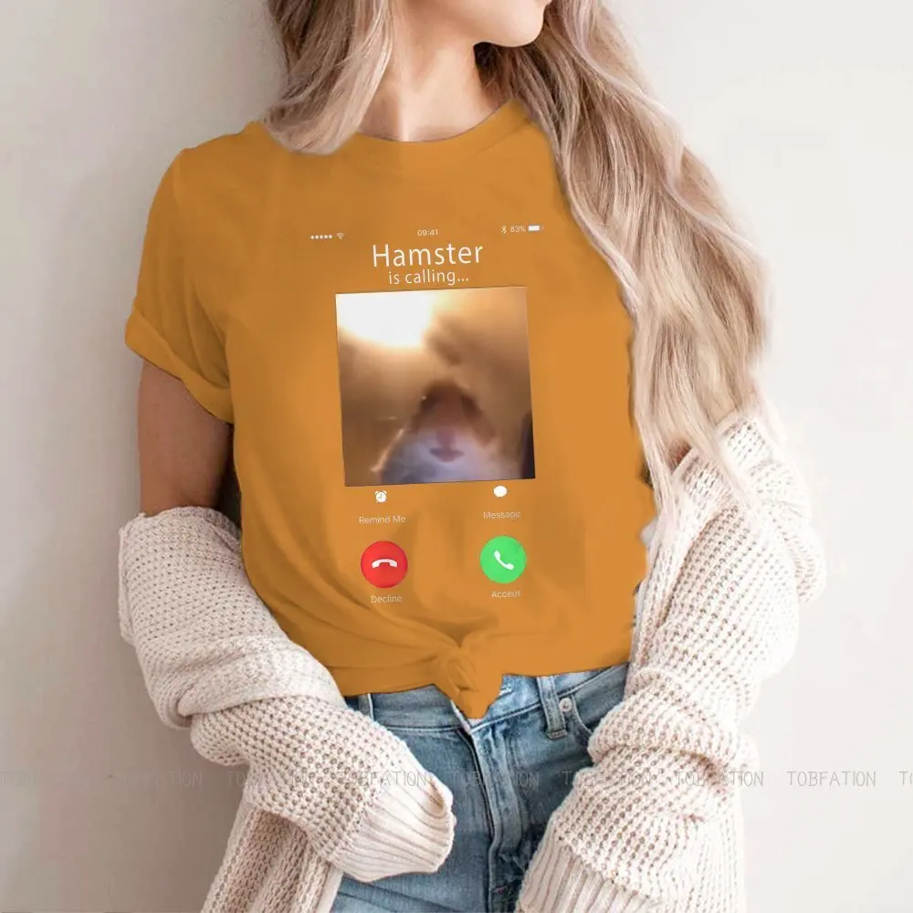 Dank Meme Hamster Staring Front Camera TShirt Funny Calling Fabric Classic T Shirt Girl Clothes New Design Oversized Hot Sale