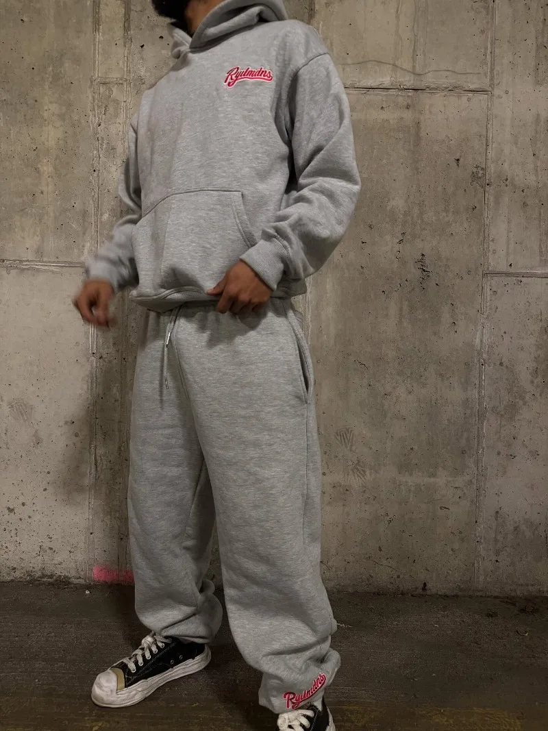 

Y2k Goth Style Men's Graphic Hoodie Tracksuit 2025 Streetwear Hooded Sweatshirt Set with Dark Aesthetic Prints, Oversized Fit