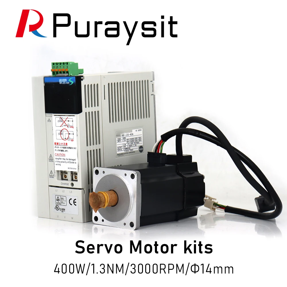 Puraysit Servo Motor Kits 400W MR-J2S-40A HC-KFS43K 1.3NM 3000RPM with 3M cable