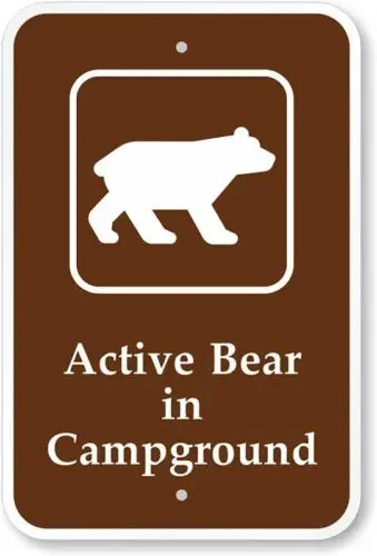 Active Bear In Campground Aluminum Weatherproof 8