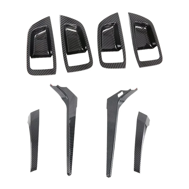 

4 Pcs Car Door Handle Bowl Protector Cover Trim Moldings & 4 Pcs Car Gear Shift Knob Frame Cover Trim Moldings