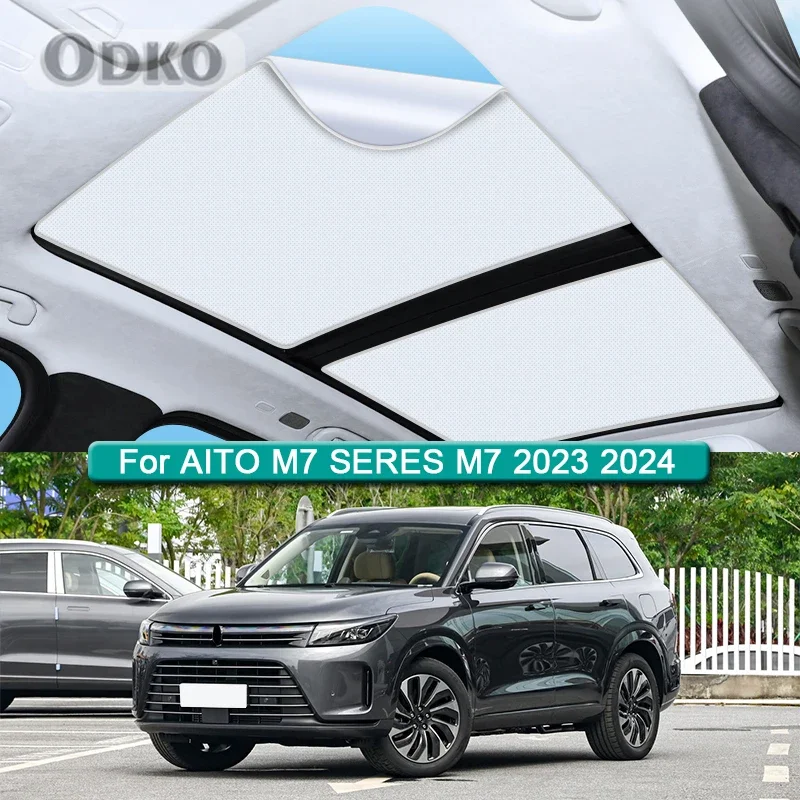 

Car Roof Sunshade For AITO M7 SERES M7 2023 2024 2025 Electrostatic Adsorption Sunroof Sunshade Skylight Blind Shading Sticker