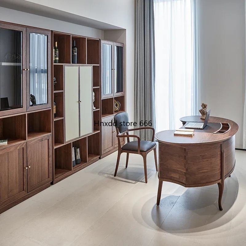 North American black walnut bookcase study combination cabinet