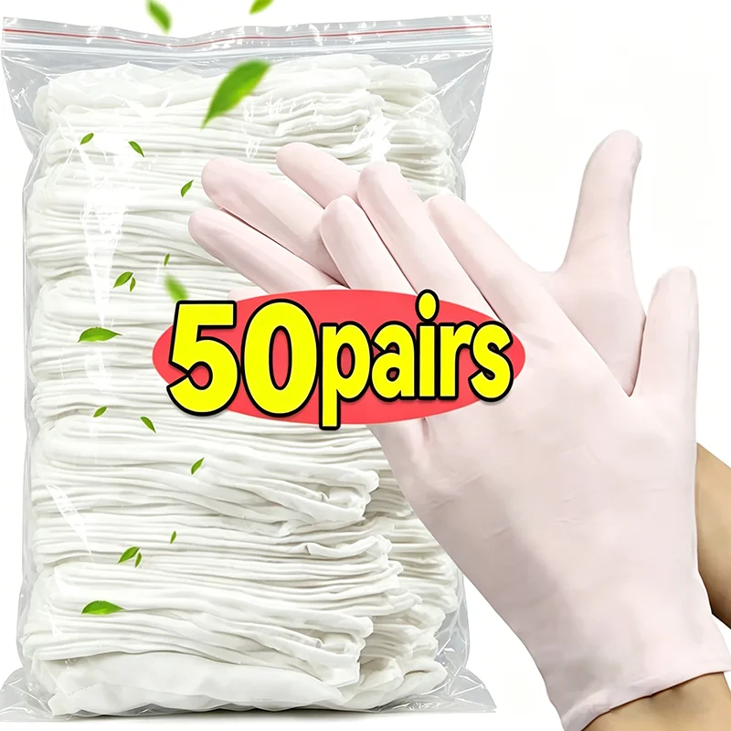 10/100pcs White Cotton Work Gloves Dry Hands Handling Film SPA Gloves Ceremonial High Stretch Gloves Household Cleaning Tools