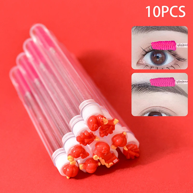 10Pcs New Year Style Eyelash Brush Tube Lash Extension Makeup Brush Lash Comb Beauty Tools