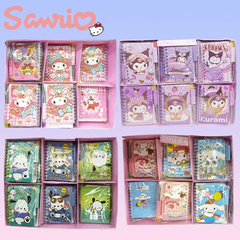 

30pcs Sanrio Notebook Ball Pen Kuromi Cinnamoroll Pachacco Melody Daily Weekly Planner Agenda Notepad School Supplies Stationery