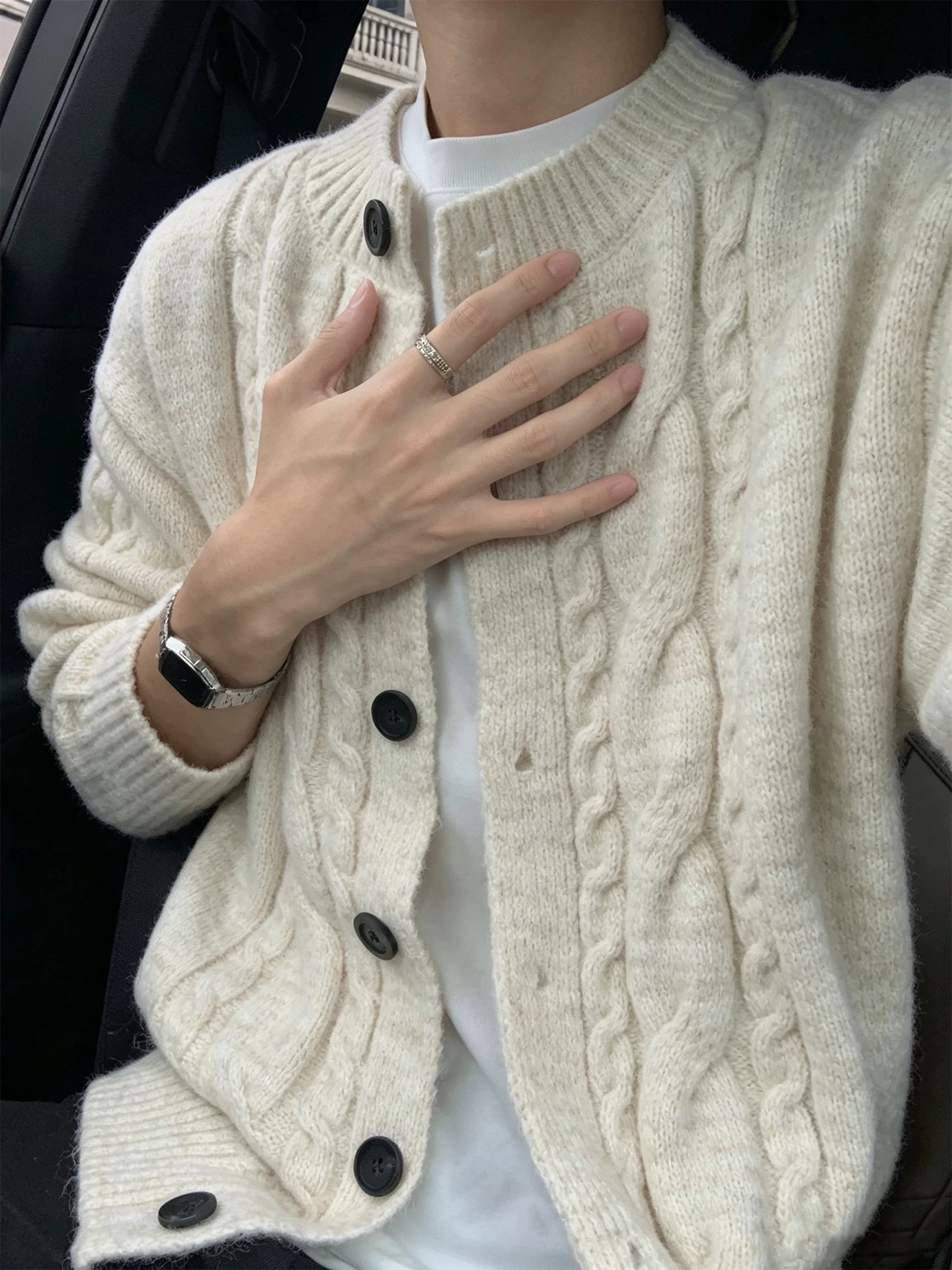 Cleanfit Men's Open Cardigan Sweater Casual Lazy Style Knitted Winter Outerwear Old Money Fashion Loose Fit Long Sleeve round...