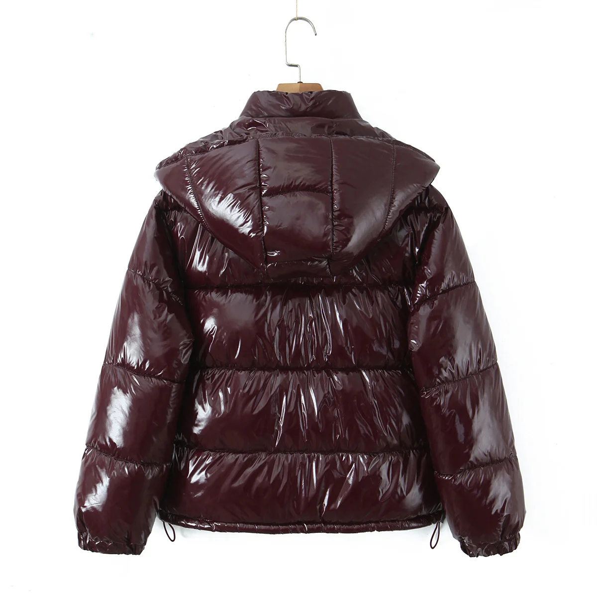 Nlzgmsj Winter Frauen Neue Mode Glänzende Oberfläche Jacke Stehkragen Langarm Zipper Mit Kapuze Parka Frauen Freizeit Mäntel Y2k – Detail 10