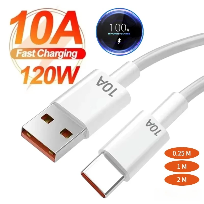 120W 10A Schnellladekabel USB A auf Typ C Datenkabel Schnellladung USB auf Typ C Datenübertragungskabel 0,25M 1M 1,5M 2M