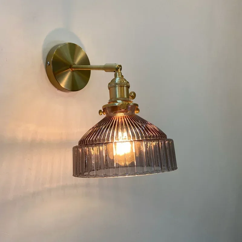 Brass Nordic  Artistic  Fresh Style Aisle Mirror Front Bedroom Bedside Green Glass Wall Lamp
