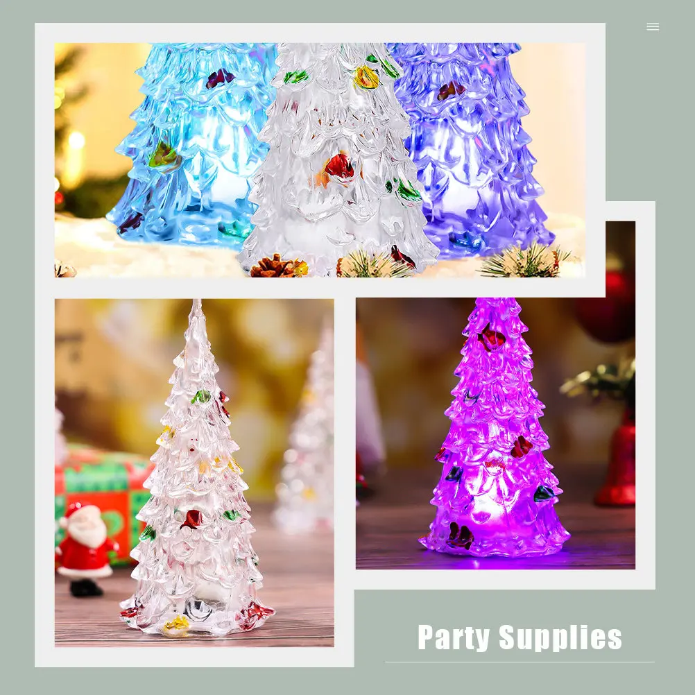 6Pcs LED Xmas Tree Night Lamp Decorations Acrylic Christmas Party Supplies Home Festival Decor Xmas Decor Christmas Party Props