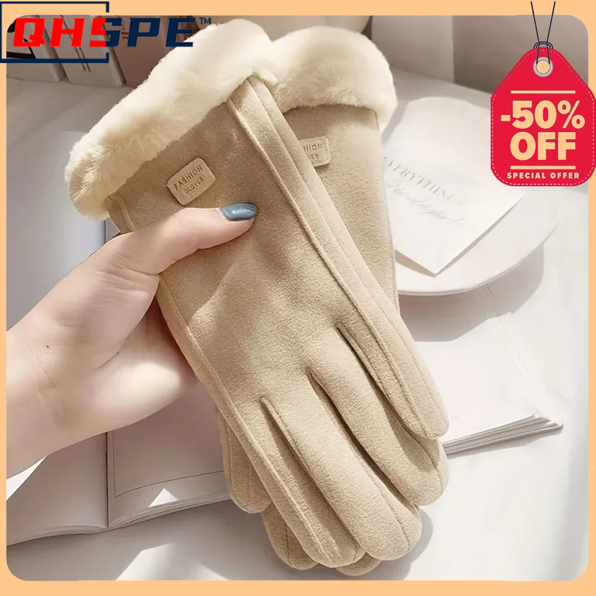 Women Touch Screen Gloves Fashion Mittens Autumn Winter Warm Thin Cashmere Solid Cycling Drive Suede Fabric Elegant Windproof