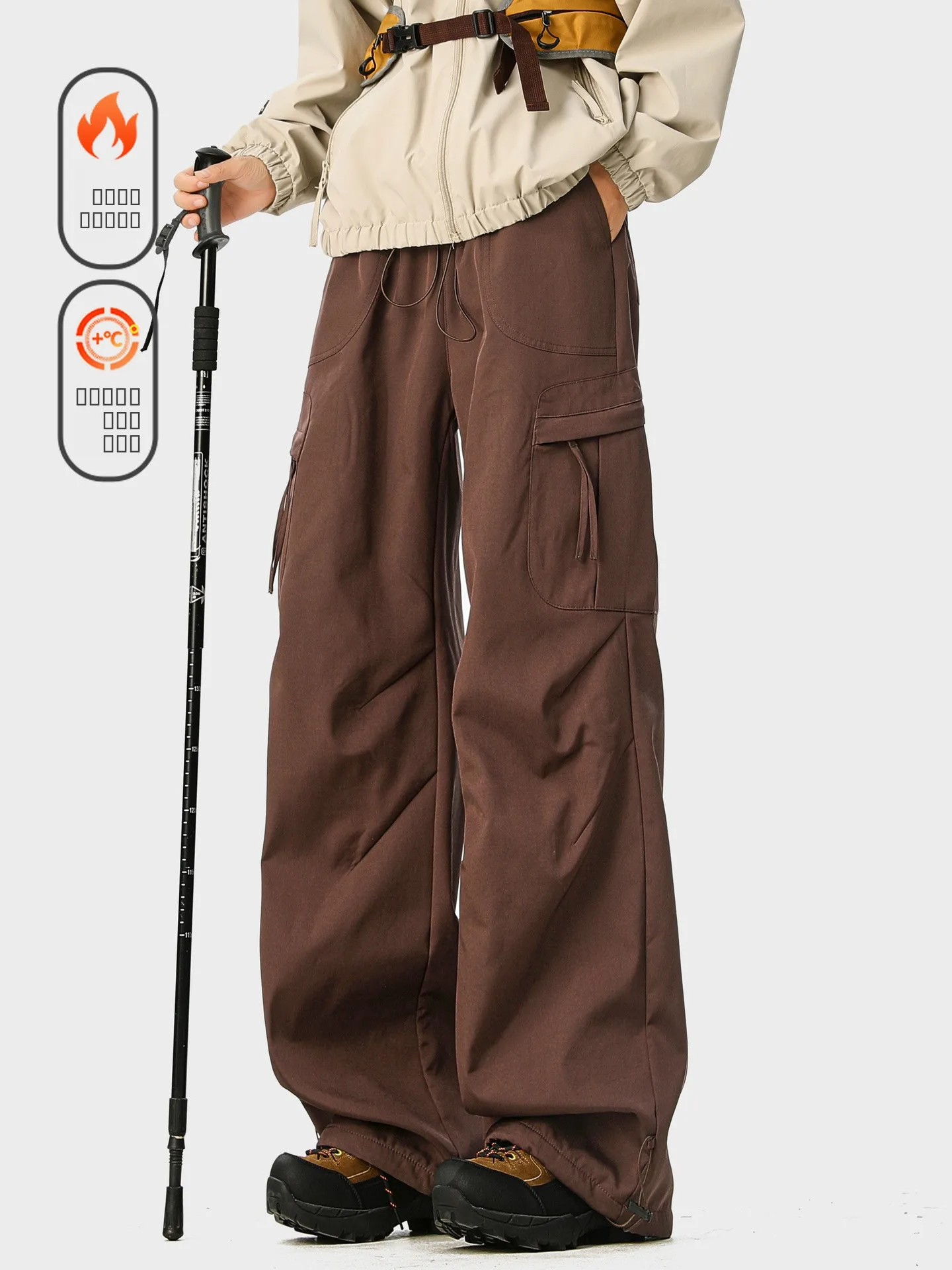 

Warm Fce Lined Outdoor Men's Sport Pants Loose Wide Leg Casual Trousers Autumn Winter Vintage Sle Comfortable Leisure Pants