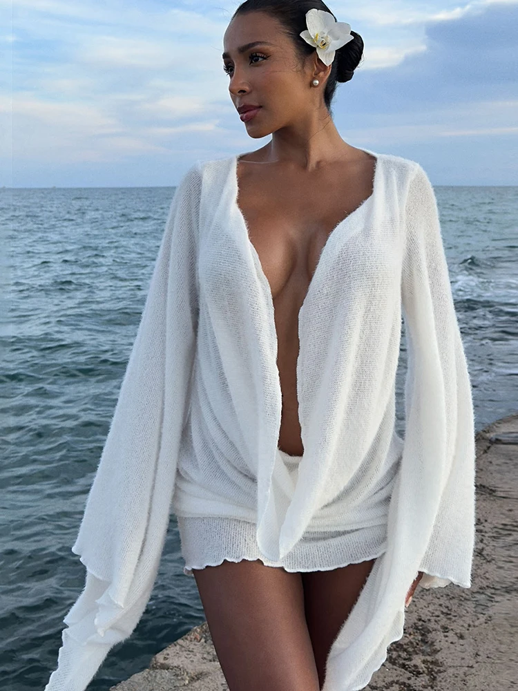 Robe à col pivotant pour femmes, Sexy, manches chauve-souris irrégulières, Coquette de minuit, élégante, plage, vacances, fête d'anniversaire, moulante