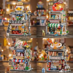 Loz 2023 New Mini Snack Street Food City Village Building Block DIY Streetview Decoration Assembly Brick Sets For Girl Kids Gift