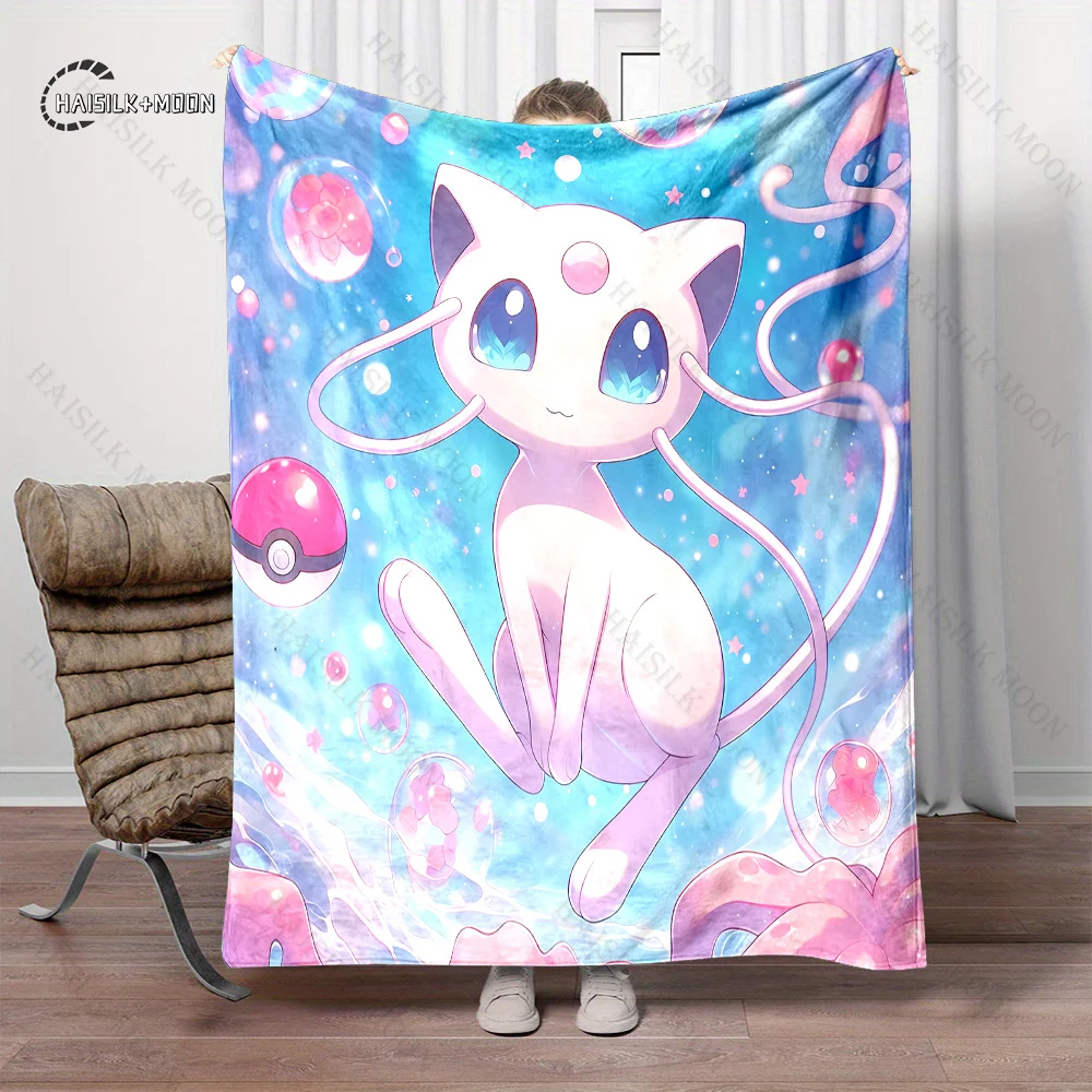 انمي ياباني بوكيمون ميو السفر مخيم لينة رقيق بطانية تكييف الهواء أريكة قيلولة بطانية موسم الشتاء هدية بطانية دافئة