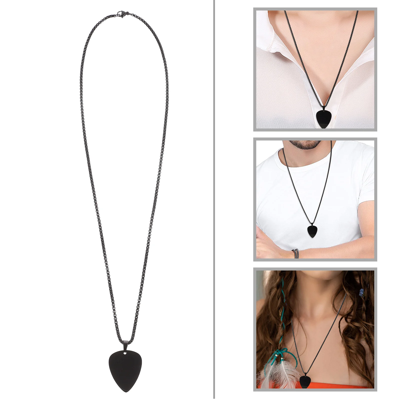 Guitar Pick Necklace Men Clavicle Chain Pendant Women Jewelry Picks Love 304 Stainless Steel Miss Charm Necklace Neck Jewelry