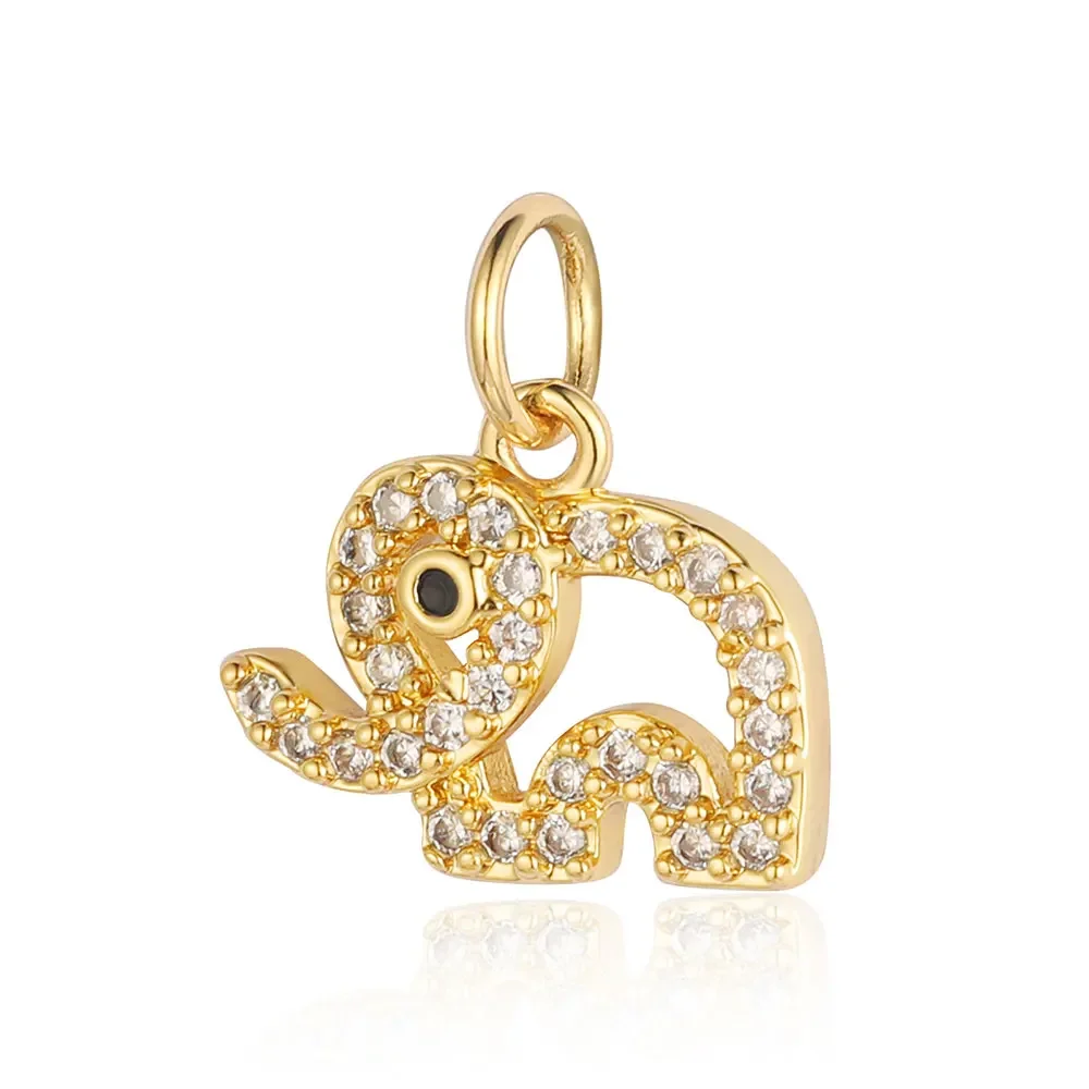 Elephant Swallow Spider Butterfly Copper Zircon DIY Jewelry Charms Cross Wing Heart Lock Turtle Bracelet Earring Making