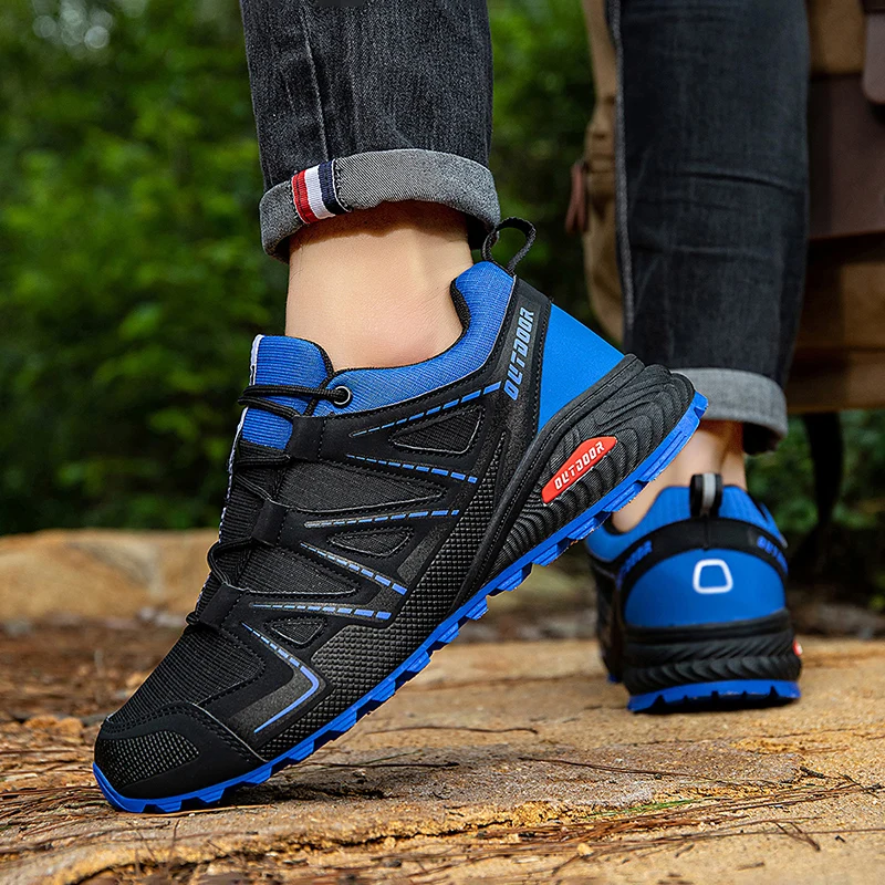 

Мужская походная обувь, Нескользящая уличная обувь с низким берцем, мужская удобная мягкая дышащая повседневная обувь на шнуровке на плоской подошве, прочная мужская обувь