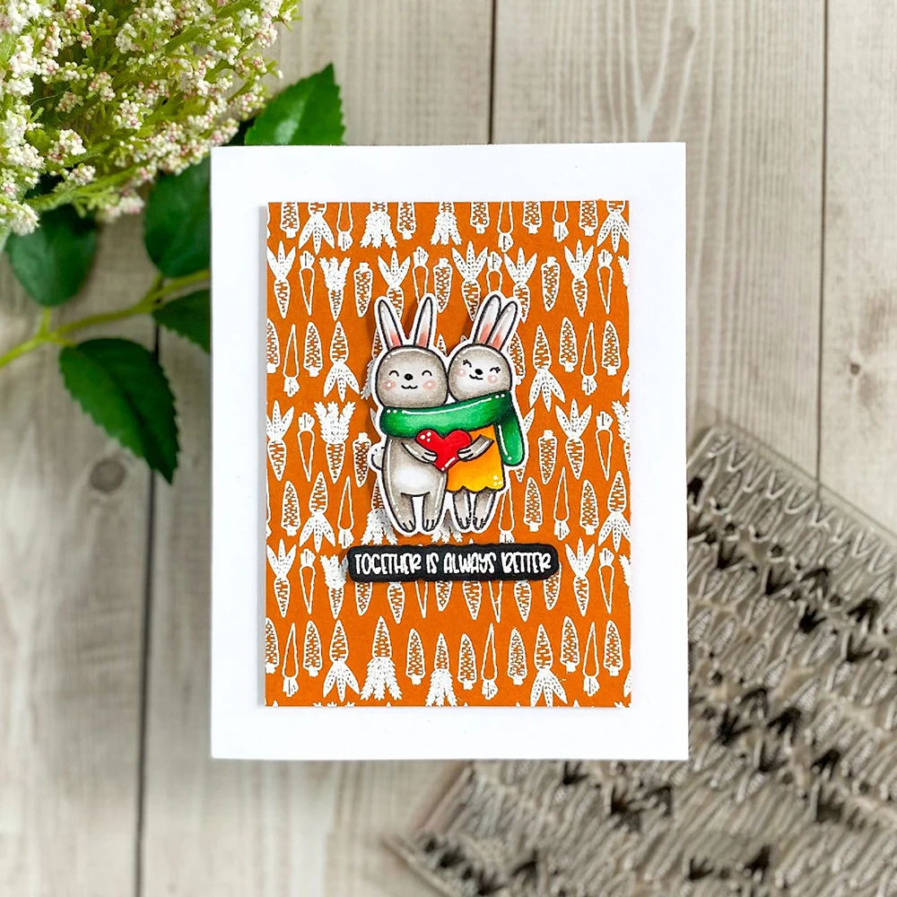 Easter Bunny Heart Carrots Doodle Background Clear Stamps Floral Kiss Words Cut Dies Set For DIY Valentine Craft Card Making New