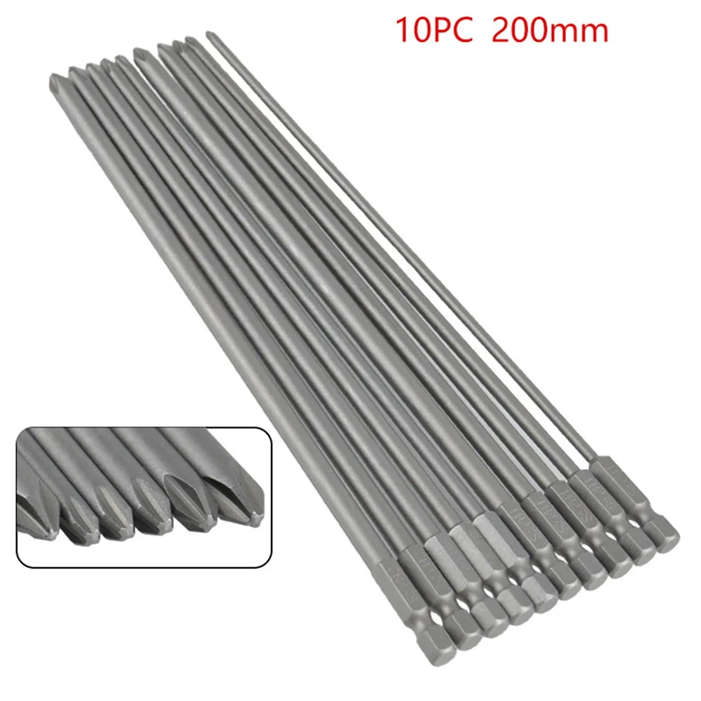 

10pcs 200mm Magnetic Long Cross Screwdriver Bits 200mm Long PH1 PH2 Driver Hand Tools Electric Screwdrivers Power Tool Parts