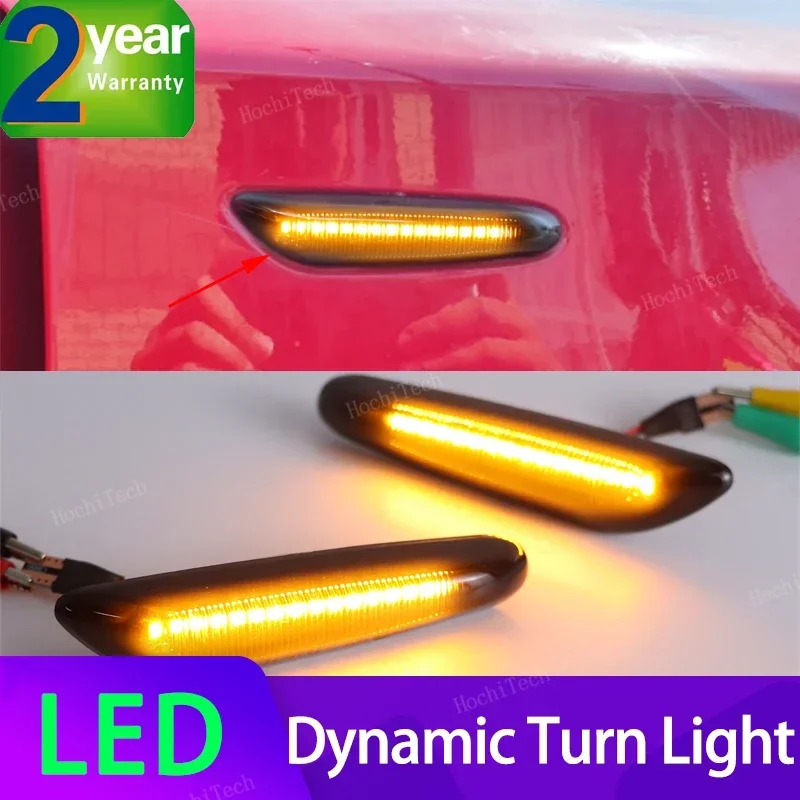 For BMW 1 3 5 serie E46 E60 E61 E81 E82 E87 E88 E90 E91 E92 E93 X1 E84 X3 E83 X5 E53 2x Dynamic LED Fender Light Side Marker