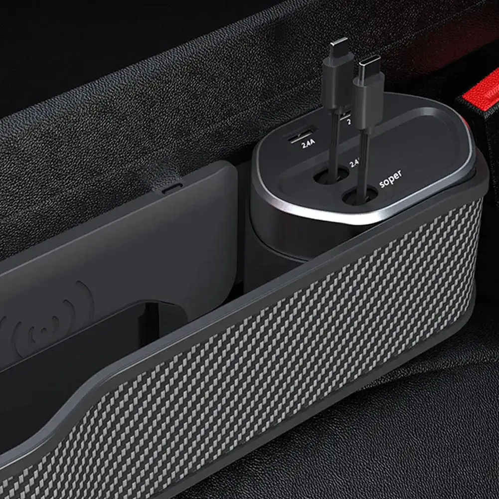 Car Seat Storage Box Multi-function Car Storage Box Supports Super Fast Charging Charging Storage 2-in-1 Easy To Clean