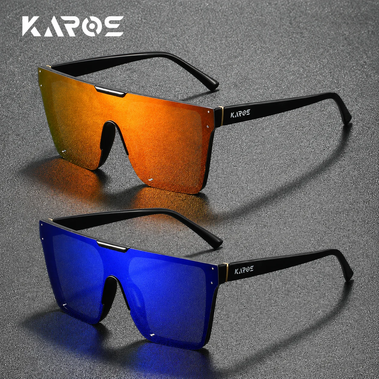 

2PCS KAROS Women fashion Sunglasses Square Big Frame Vintage Glasses Oversized Luxury Travel Men Women UV400 Eyewear Beach YZ17