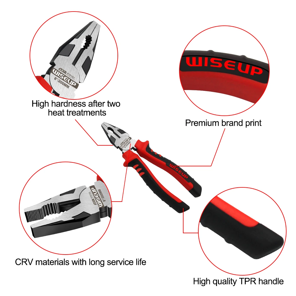 WISEUP 3Pcs Industrial Grade Steel Wire Pliers Needle Nose Pliers Diagonal Cutting Pliers Multifunctional Hand Repair Tools