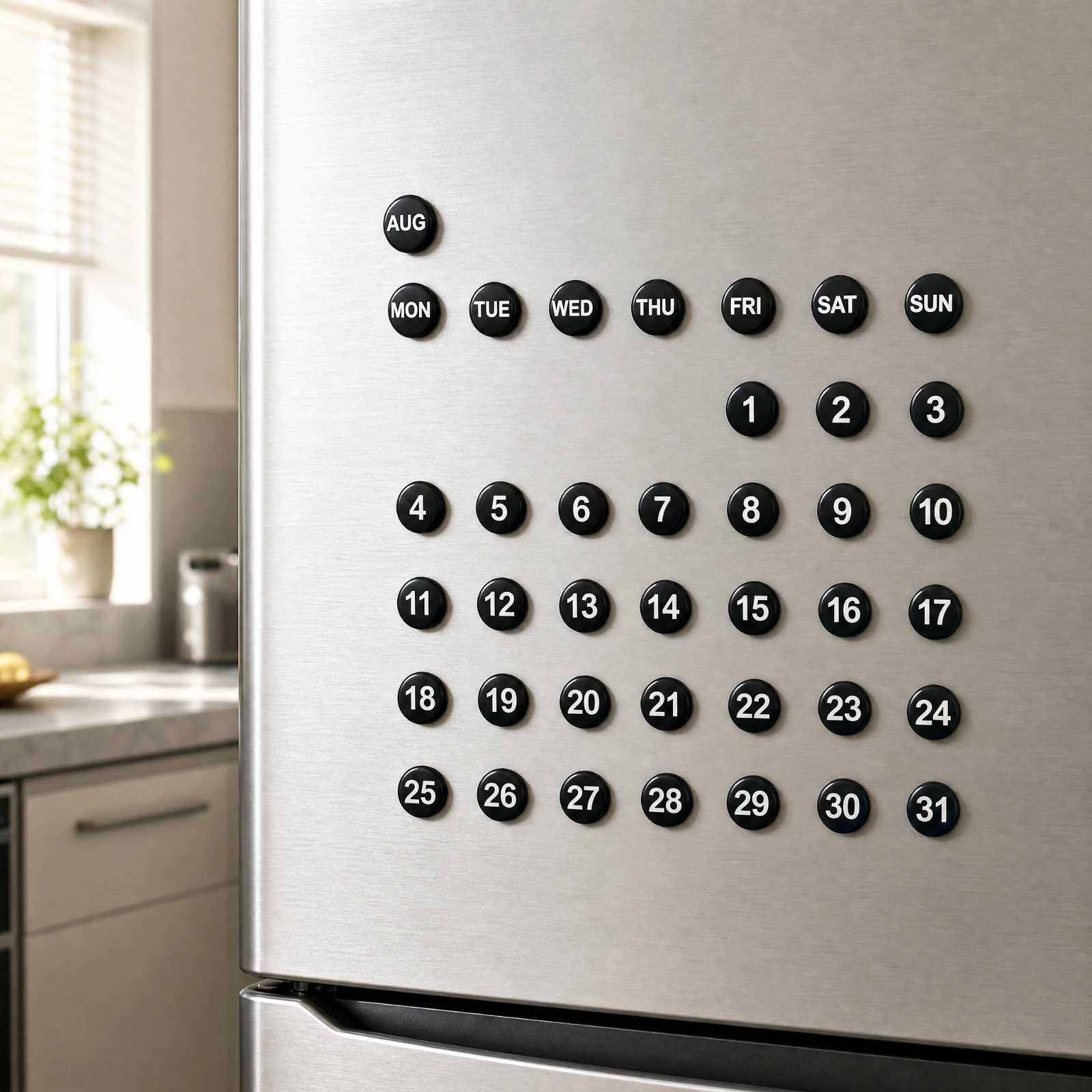 50 Pieces Fridge Calendar with Magnetized Markers Reusable Magnetized Perpetual Calendar Simple Design Practical for Kitchen