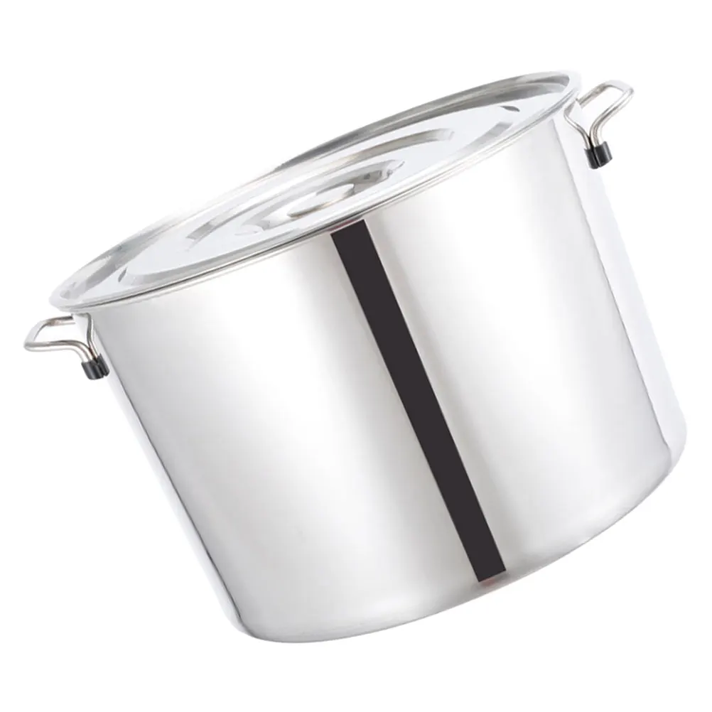 

Stainless Steel Thickened Soup Pot Large Capacity Kitchen Supplies Porridge Bucket Anti Scald H Dustproof Lid Multi