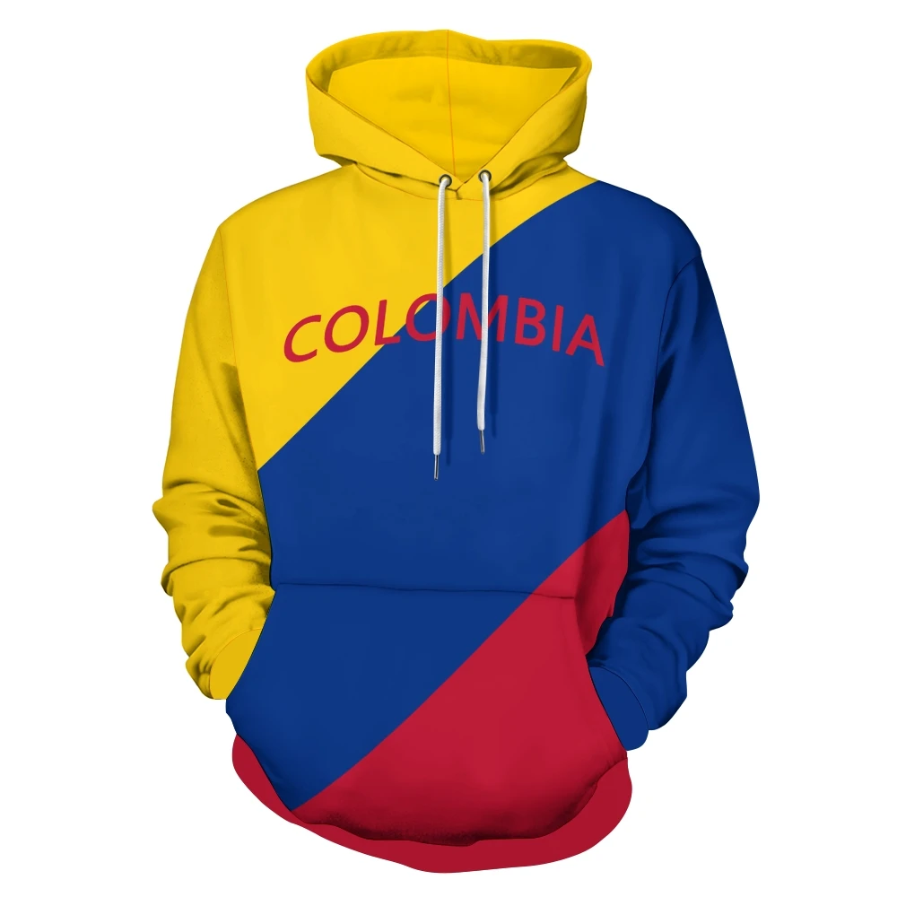 COLOMBIA Men's Hoodie Flag Football Sportswear Soccer Sweatshirt Casual Long Sleeve Pullover Fashion National Team Fan Gear