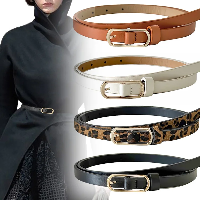 Women's Boho Leopard Print Thin PU Belt Elegant Slim Fit Waist Accessory for Dress Matching Perfect for Daily Ladies Outfit Wear