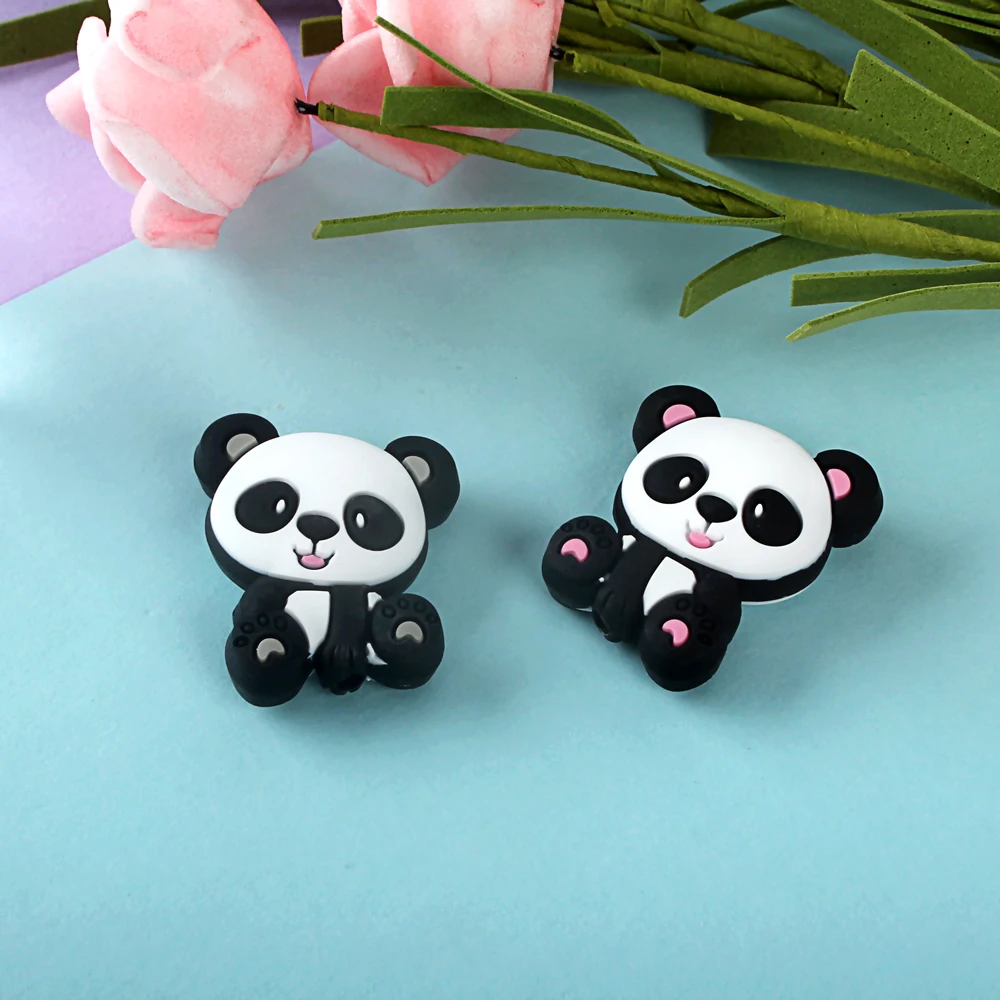 5/20/50pcs/Lot Baby Pacifier Silicone Beads Cartoon Panda Beads Teether Teething Panda Accessories Beads For Bracelets Making