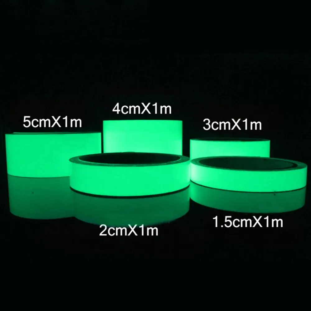 1.5/2/3/4/5cm x 1m nastro di avvertimento nastro adesivo autoadesivo fluorescente incandescente sicurezza della parete scale di emergenza linea decorazione della casa