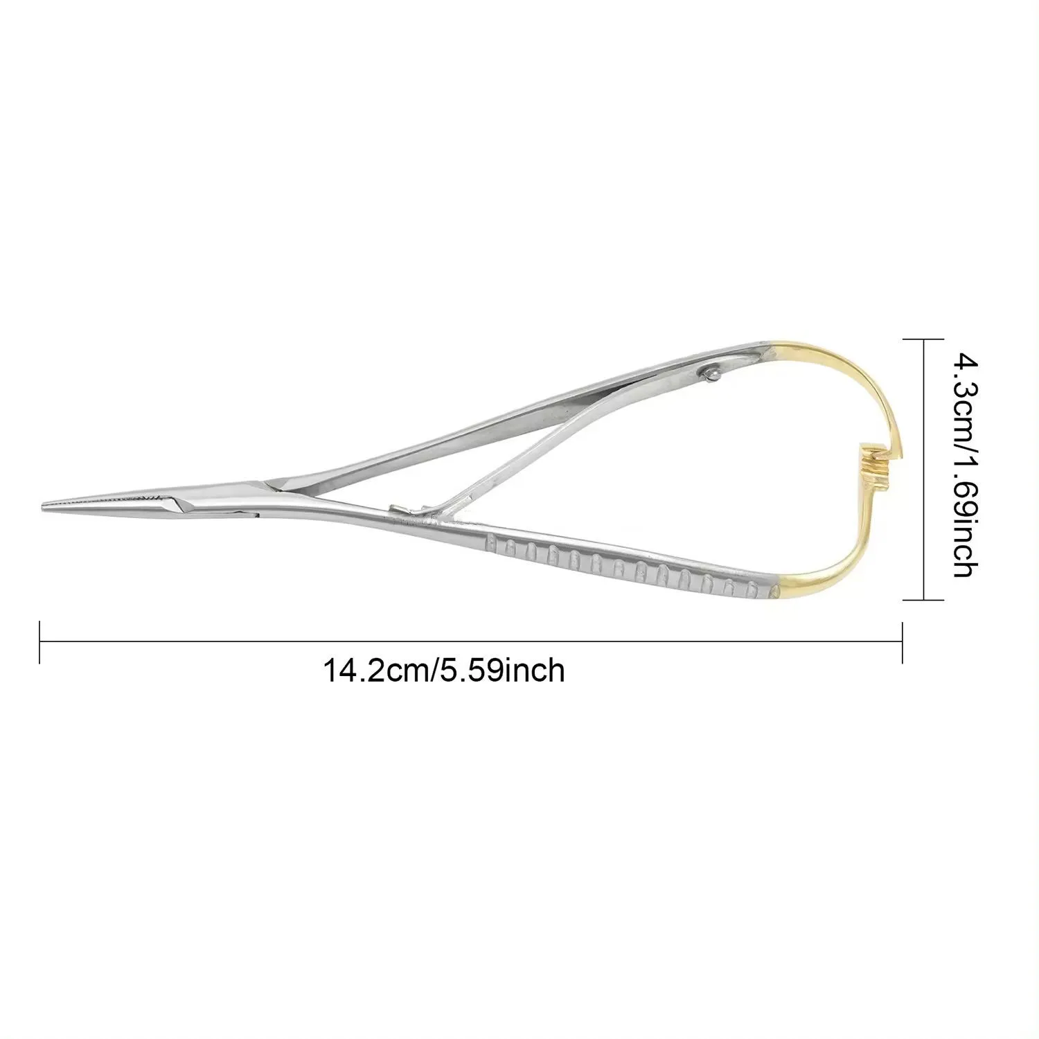 1Pcs 14Cm Dental Needle Holder Tweezers Stainless Steel Orthodontic Plier with Gold Handle Dental Surgical Tool Instrument