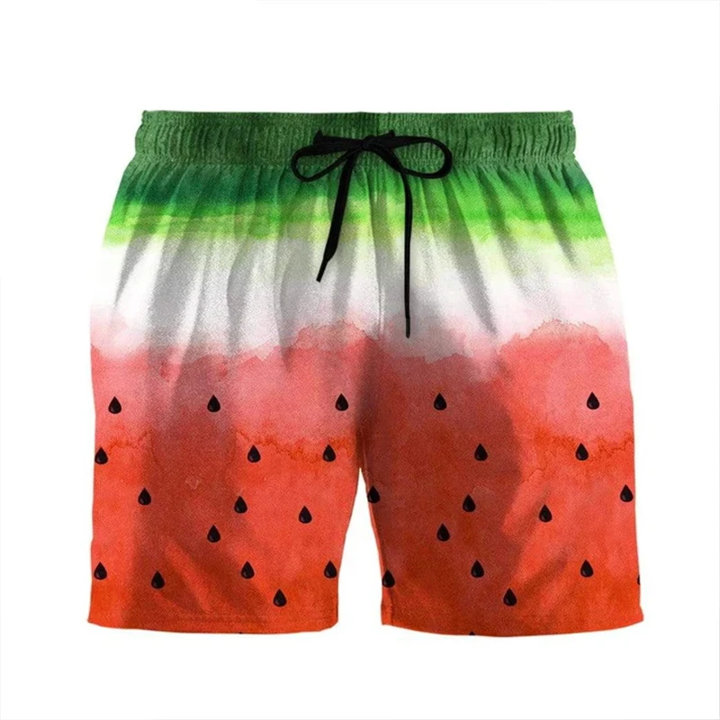 Holiday Hawaiian Men Beach Shorts 3D Print Fruit Watermelon Graphic Sport Shorts New Design Short Pants Personality Clothes