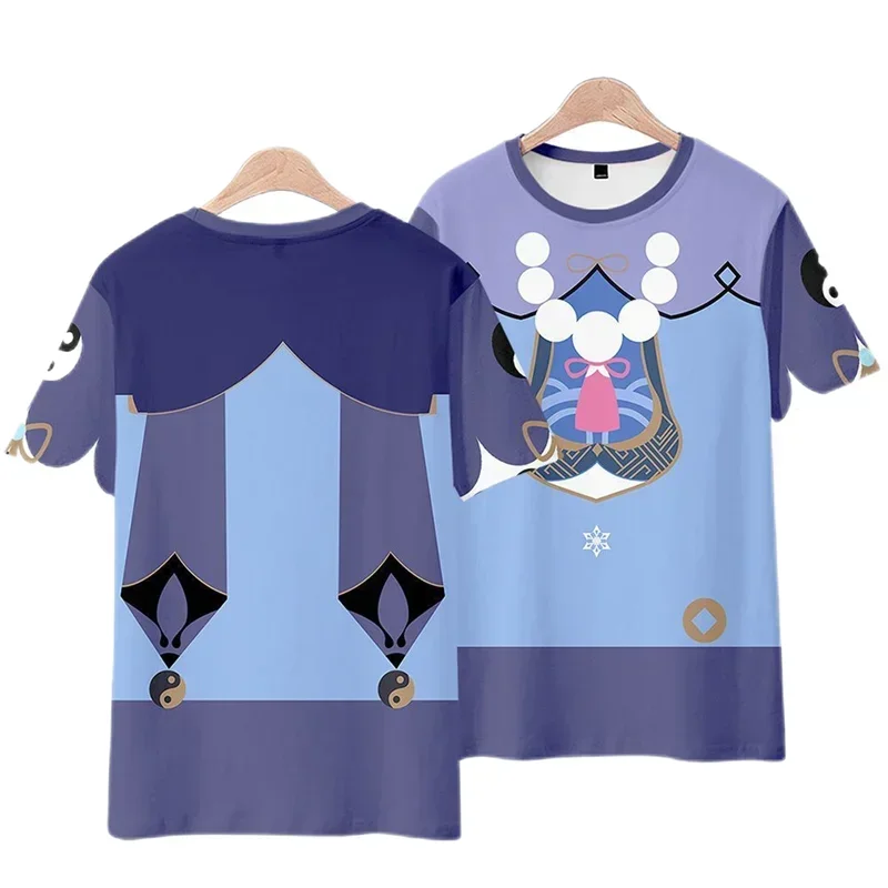 Jogo genshin impacto impressão 3d t camisa para roupas masculinas bonito gril qiqi gráfico t camisas harajuku moda feminina camiseta menino topos