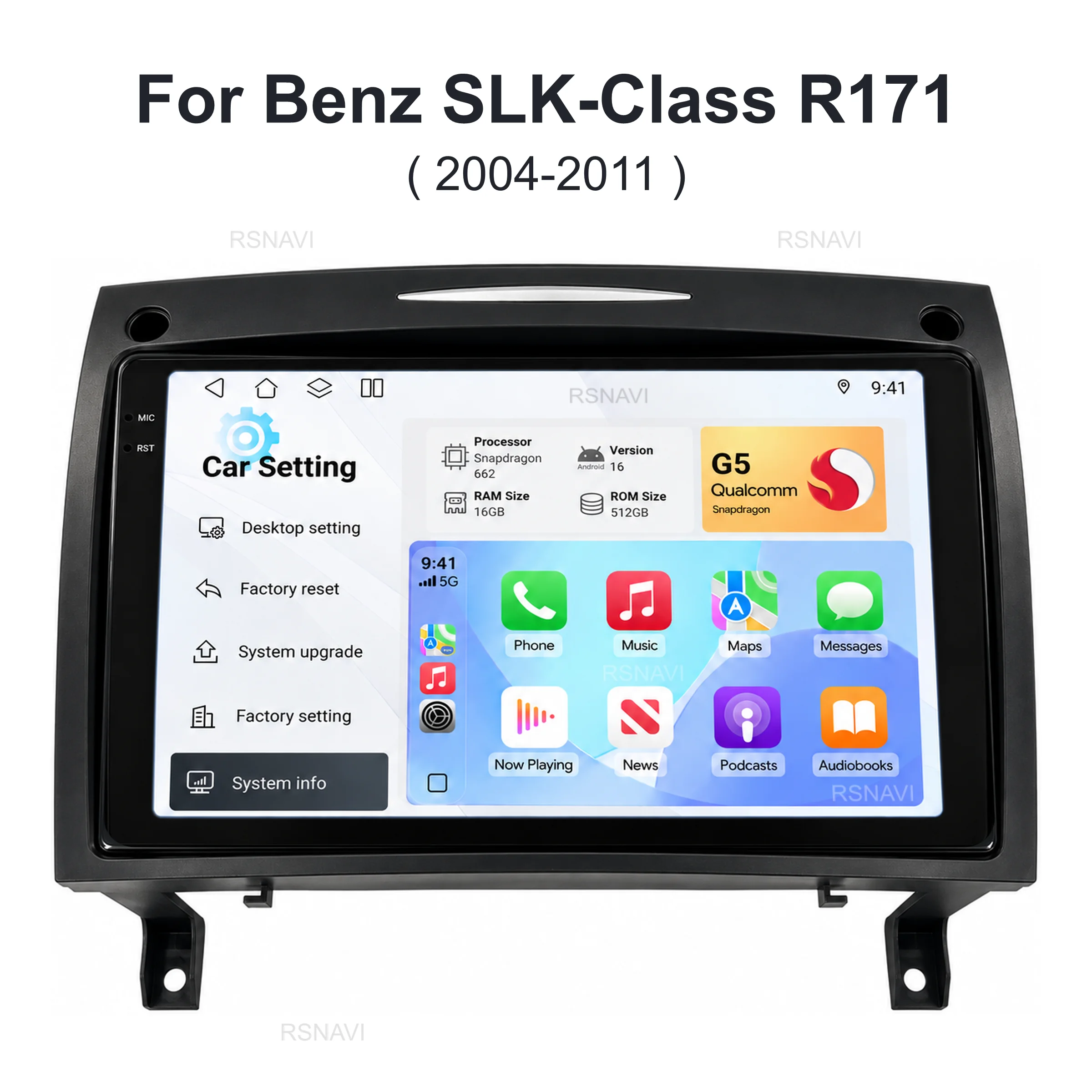 Android 16 Car Radio Multimedia Player For 2000-2011 Mercedes Benz SLK Class R171 SLK200 SLK280 SLK300 CarPlay Car Stereo WiFi+4