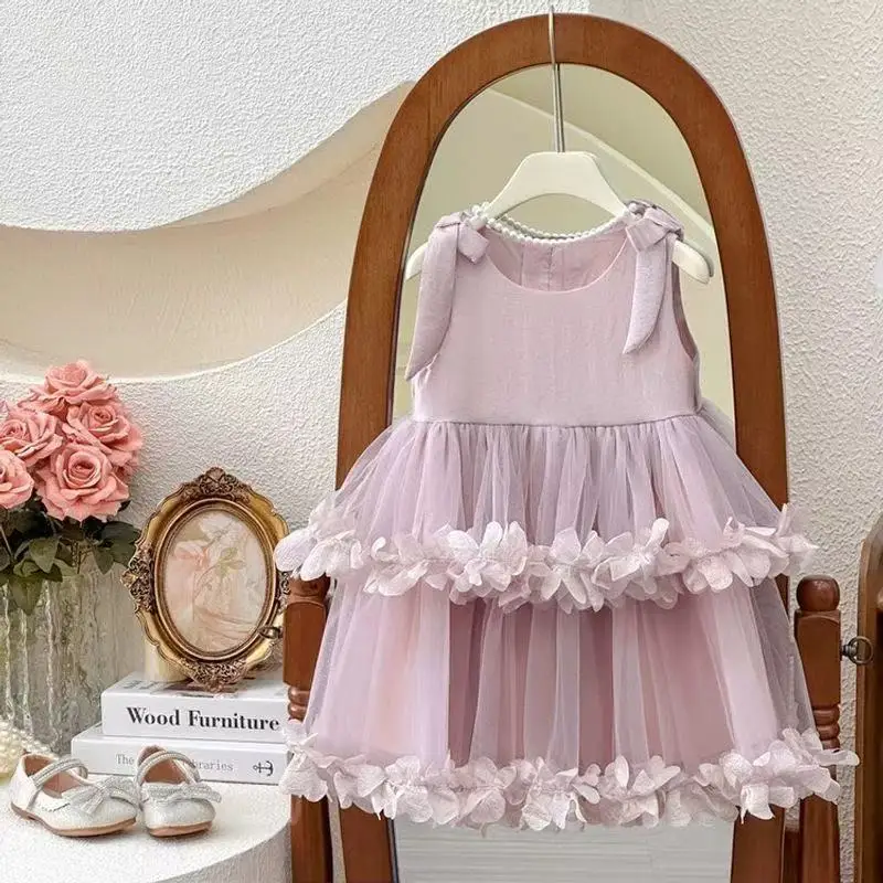 Kids Girls' Dress Summer New Style Children's Elegant Birthday Dress Dress Baby Girl's Beautiful Princess Dress