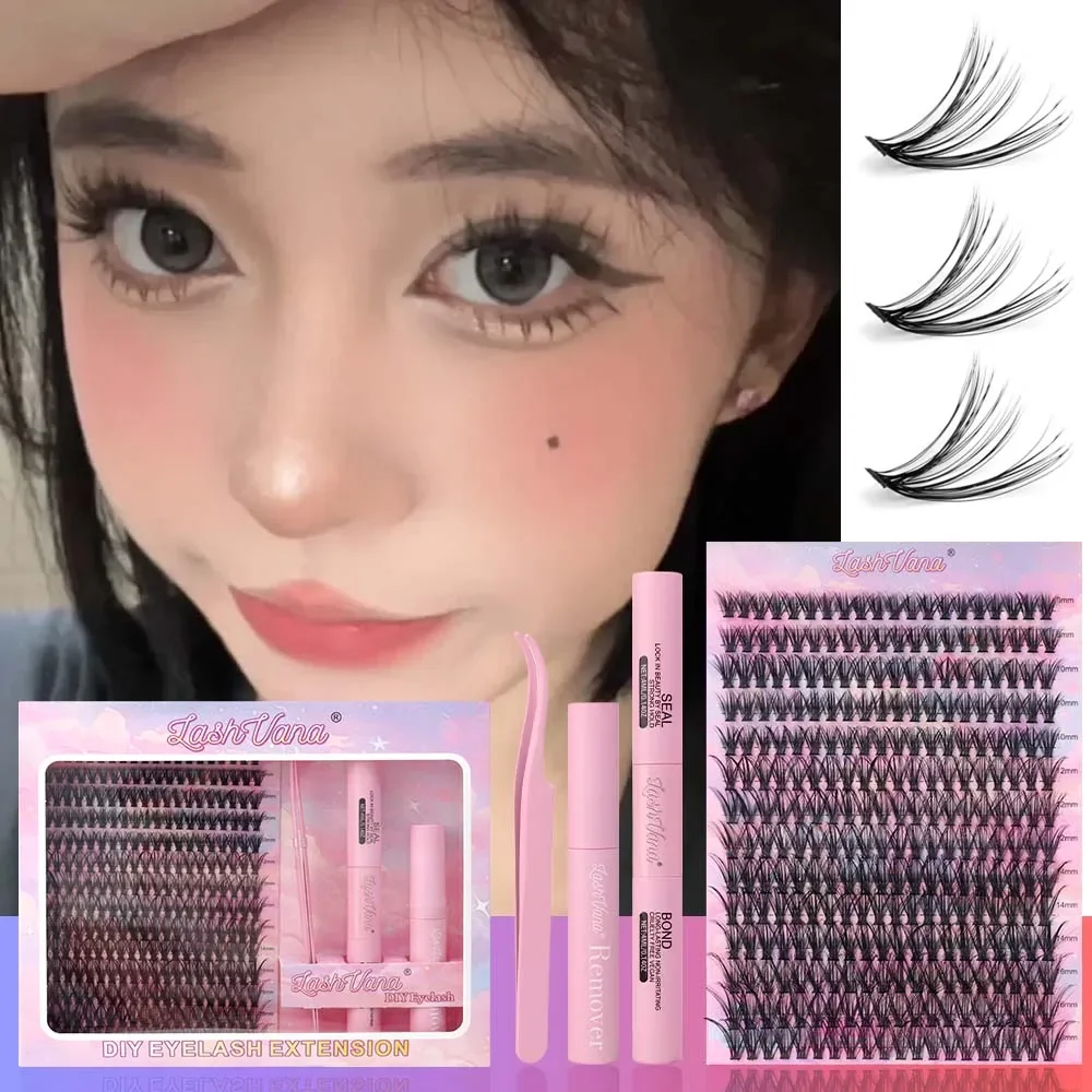 40D 8–16 mm Mix-Lash-Cluster-Set mit Pinzette, Wimpernkleber, leicht, weich, dick, falsche Wimpern, Verlängerung, Wimpern, Make-up-Tools