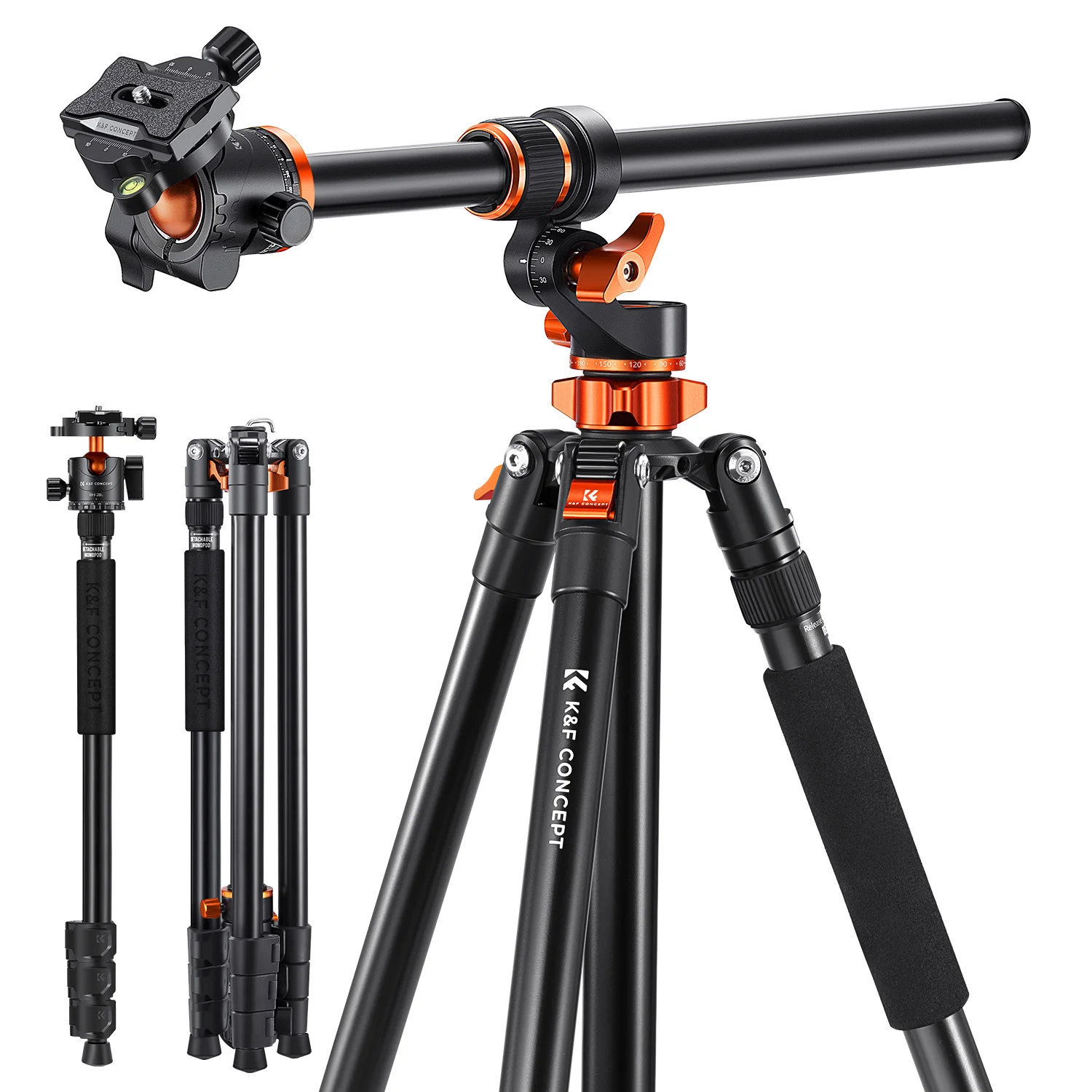 K&F Concept 90 inch/2.3m Professional Camera Tripods Aluminum alloy tripods Reversible Detachable Monopod 360 ° Head Ball