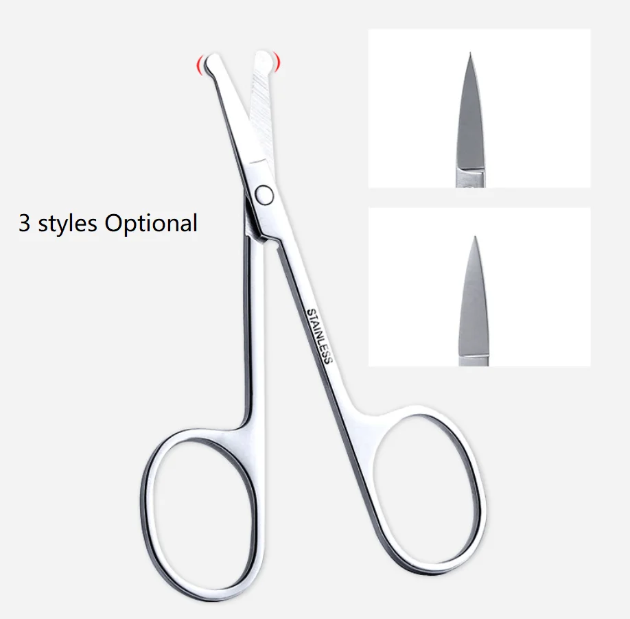 1Pc Stainless Steel Eyebrow Nose Hair Scissors Cut 3 Styles Manicure Facial Trimming Small Nail Makeup Beauty Tools